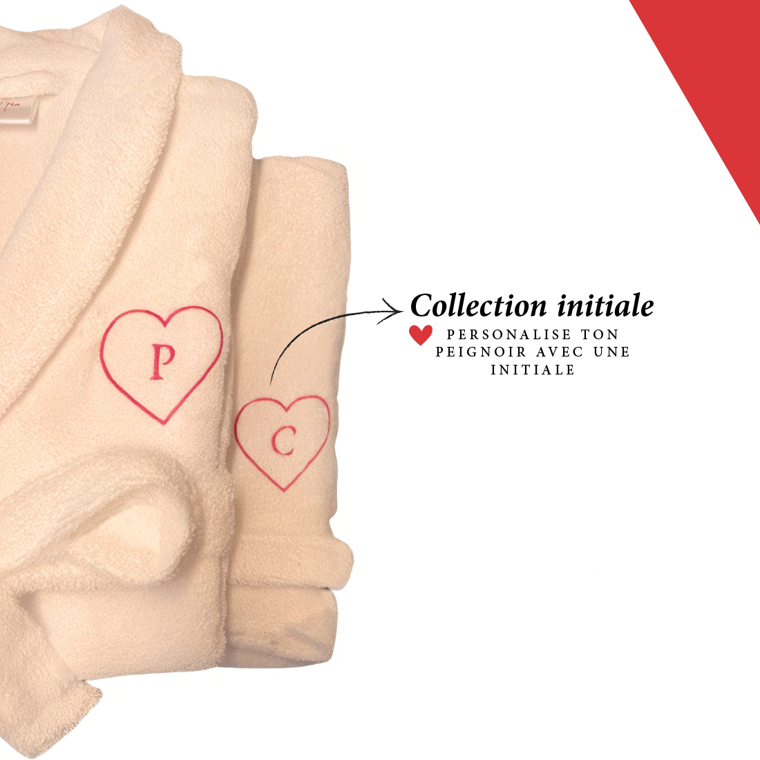 PEIGNOIR PERSONNALISÉ - INITIALES COL CHÂLE – 420g/m2
