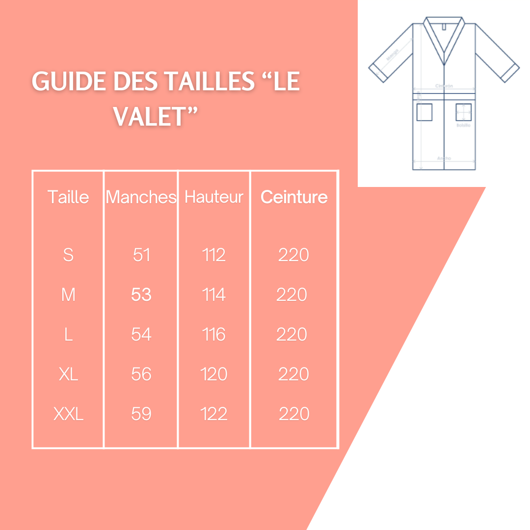 guides des tailles pour le peignoir Le Valet