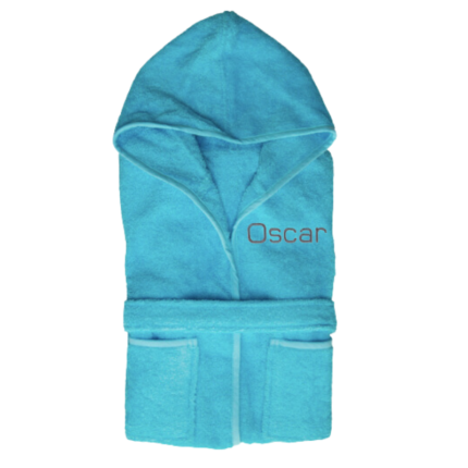 peignoir enfant couleur bleu turquoise Le Funny